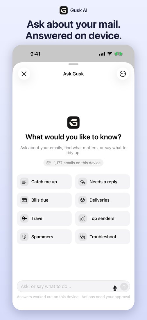 Ask Gusk assistant with suggested questions
